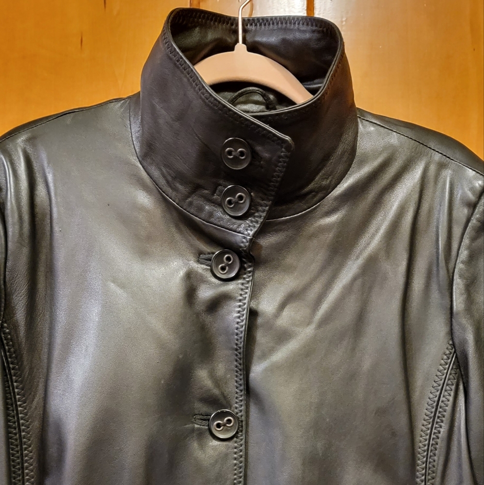 🦋Vintage Black Leather Swing Jacket 🦋Jones New York 1X Plus Womans - Picture 13 of 14